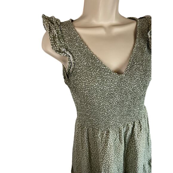 Ann Taylor Loft Petites Green Smocked Dress XSP XS - Picture 6 of 11